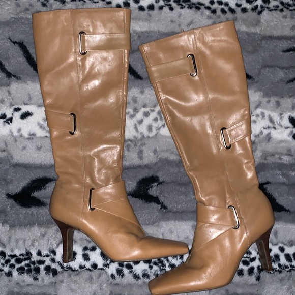 Gianni Bini Shoes - Gianni Bini Camel Leather Knee High Boots — 6